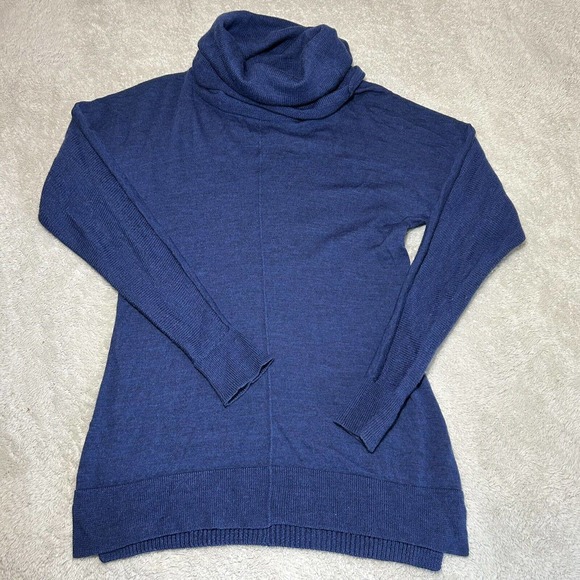 Tahari Women's Extra fine Merino Wool Sweater Small Turtleneck Tunic Blue - Picture 15 of 15